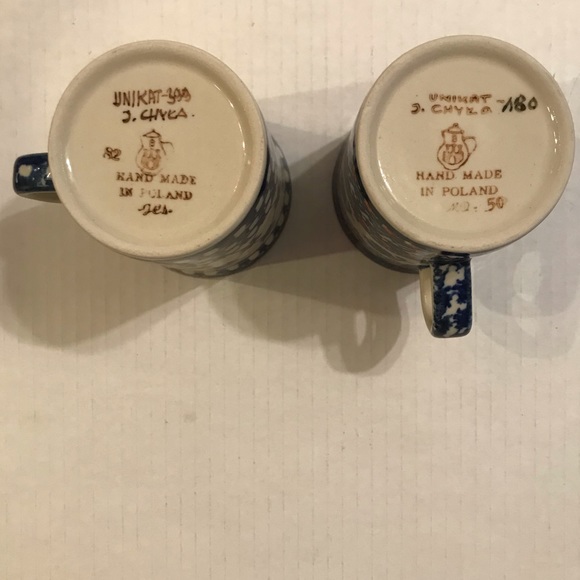 Set Of 2 Boleslawiec Polish Pottery UNIKAT J.Chyla Coffee/Tea Cups/Mugs - Picture 8 of 10